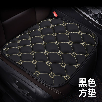 Cross-Border Vintage Style Multi-Piece Car Seat Cushion Set, Full Leather Small Three-Piece Set, Single Seat Cushion, Office Saddle Cushion, Universal Four-Season Cushion (Universal seat cover) - ancient-style-black-square-mat-1111111