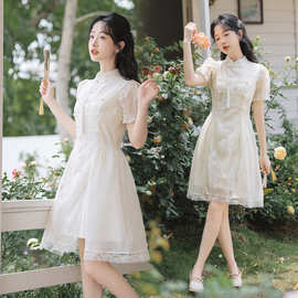 新中式改良旗袍连衣裙女装2024新款夏季汉服国风小个子裙子包邮