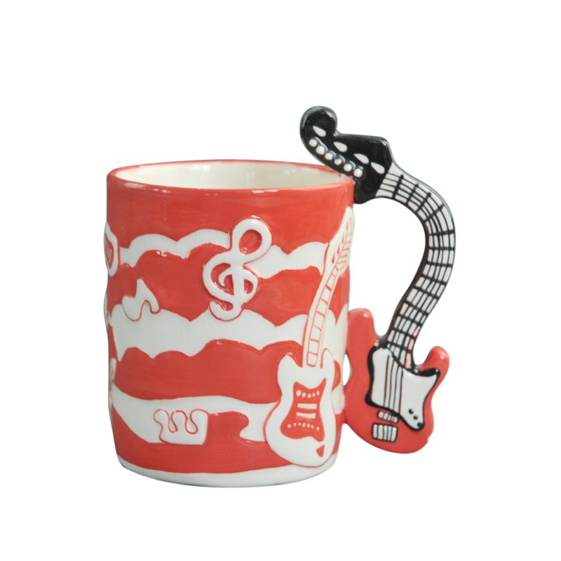 Taza con diseño de guitarra, taza de té musical, taza de agua de cerámica, nota musical, taza de café con diseño de guitarra eléctrica, mini taza para leche