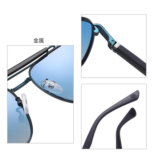 Factory new men's sunglasses metal two-color square frame polarizer 6320 driver anti-glare sunglasses for driving