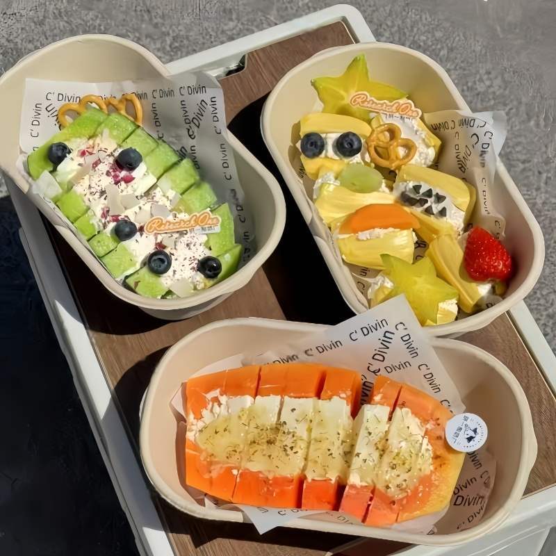 水果夹冷萃酸奶打包盒果切干噎酸奶碗一次性便当甜品蛋糕轻食餐盒