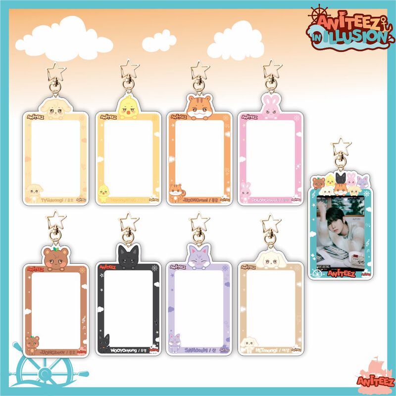 Ateez Cartoon Card Photo Frame Keychain Idol Card Storage Pendant Jewelry Star Peripherals Ateez Cartoon Card Photo Frame Keychain Idol Card Storage Pendant Jewelry Star Peripherals