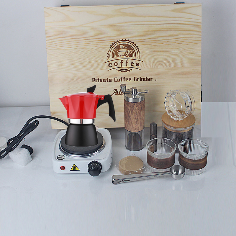 Máquina de café de molino de mano Set de café portátil espresso italiano cafetera de café de mano molino de frijoles regalo regalo