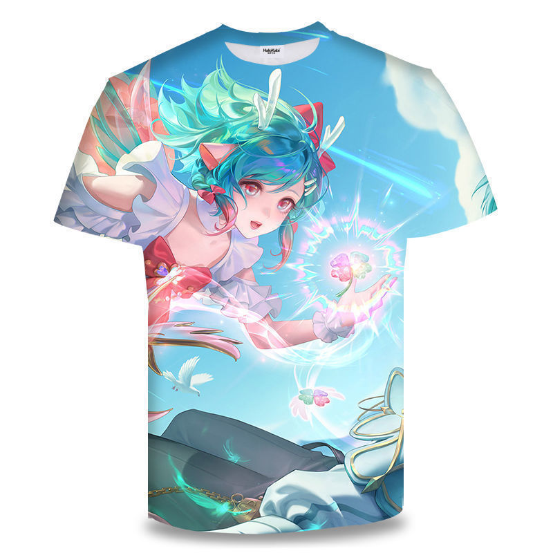 Camiseta de manga corta con estampado digital bidimensional de verano 3d verano para adolescentes y niños juego de gloria para hombres