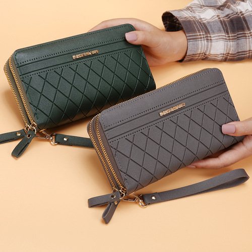  New Women's Long Wallet Korean Style Simple Double Zipper Coin Purse Multiple Card Slots Wallet Card Holder