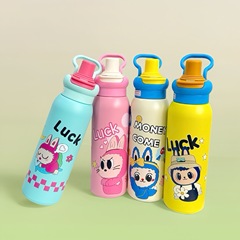新しいかわいいウォーターカップ魔法瓶カップ 316 高価値漫画ステンレス鋼ストロー学生と子供のポータブルウォーターカップ