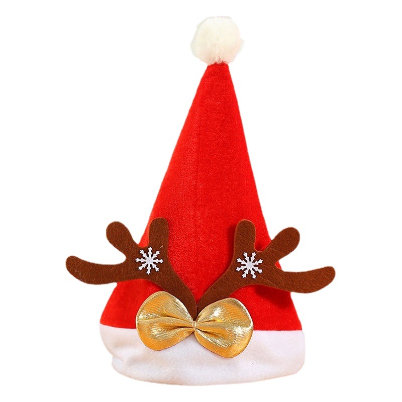 Nuevo gorro navideño rojo grueso para adultos, decoración navideña con cuernos para fiestas infantiles