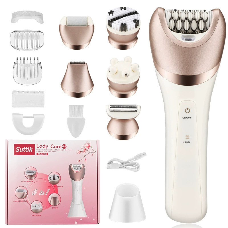Instrumento de afeitado y recorte de cabello para mujer seis en uno, afeitadora para partes privadas, rectificadora de pies eléctrica, cortadora de nariz al por mayor image 6