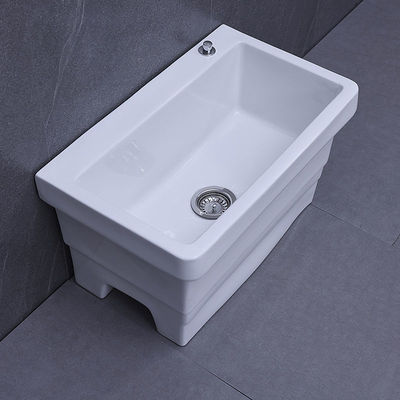 拖把池阳台家用陶瓷墩布池大号方形长拖把宽拖布盆台控自动下水器