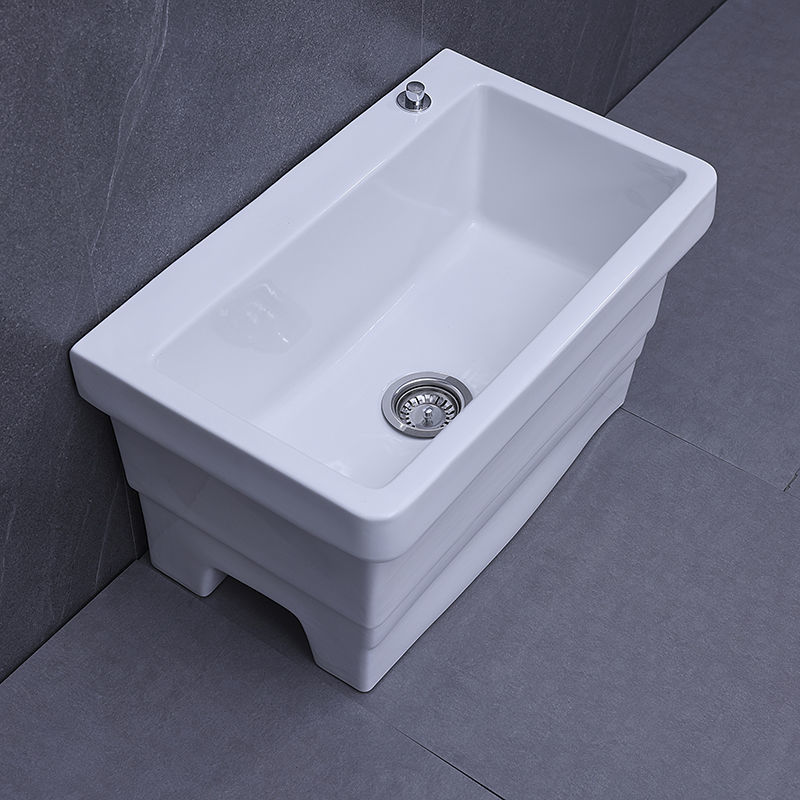 拖把池阳台家用陶瓷墩布池大号方形长拖把宽拖布盆台控自动下水器