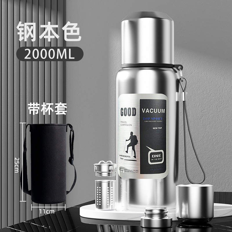 316 taza de acero inoxidable de acero resistente a la caída todo el acero para hombres viaje al aire libre montañismo taza de agua portátil de gran capacidad