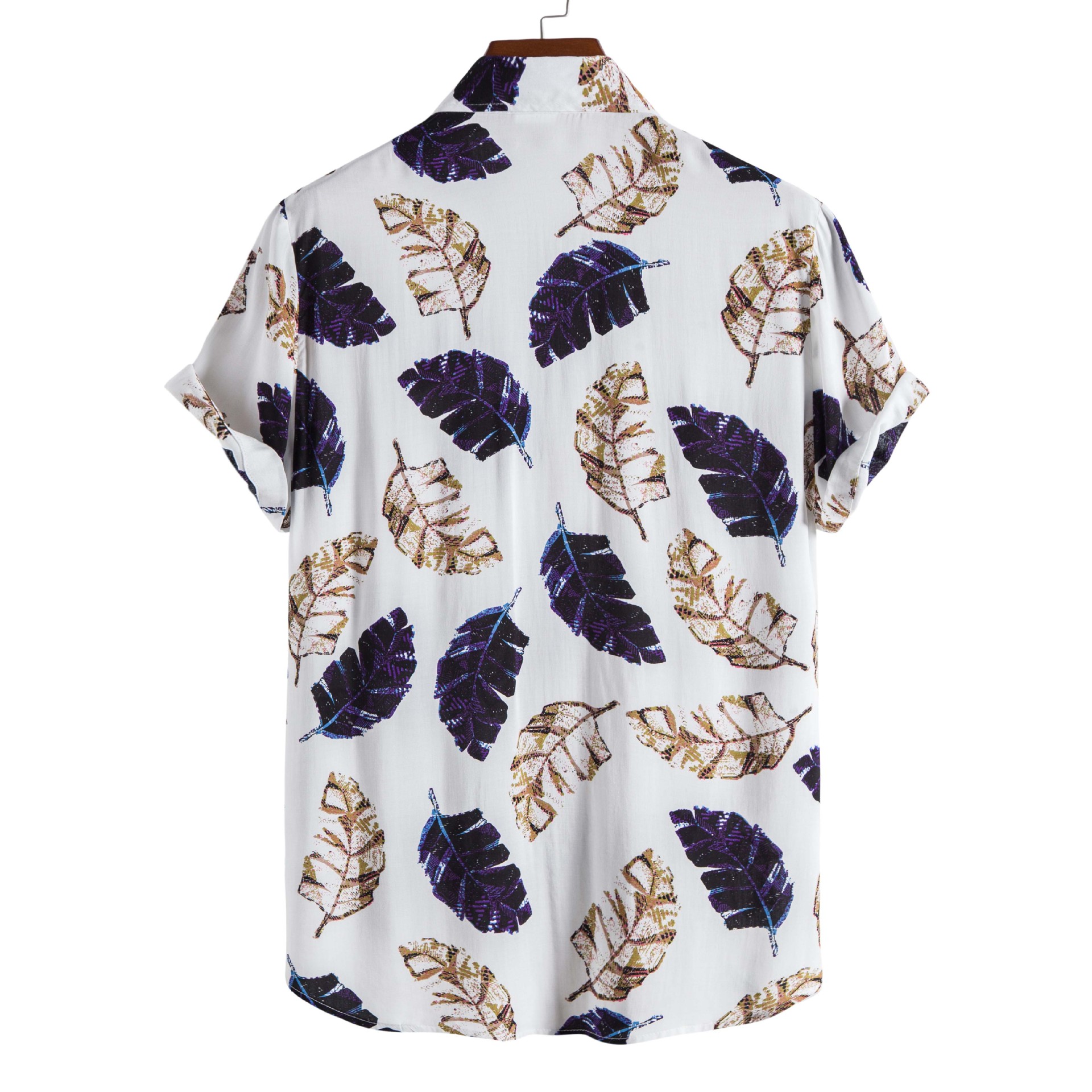 2022 Cross-border New Men's Fashion Trend Rayon Printing Short-sleeved Shirt One Piece On Behalf Of The Hair
