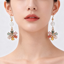 欧美新款圣诞耳环小众圣诞气质流苏耳坠女轻奢高级感耳饰雪花时尚