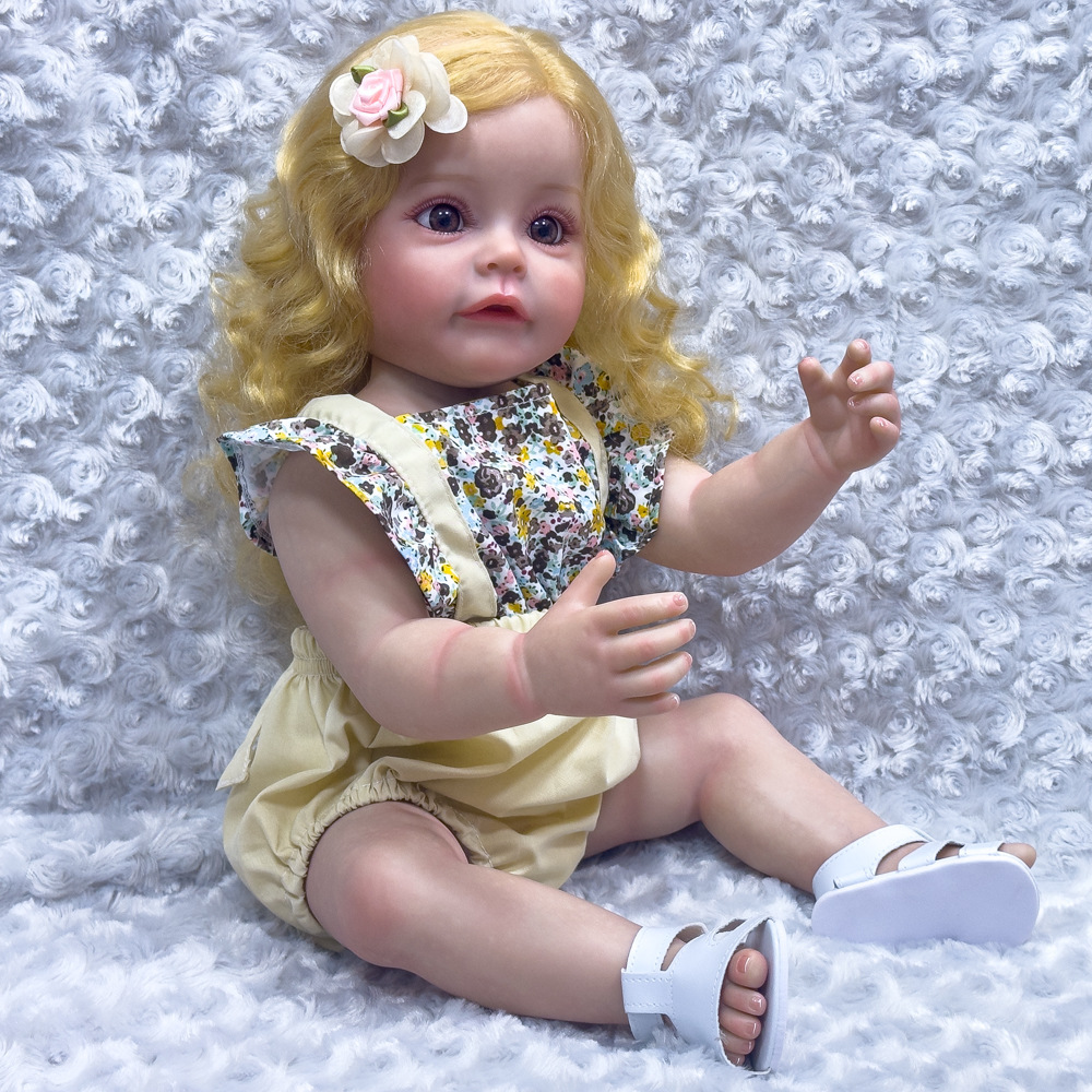 Muñeca de baño para acompañar bebés 55 ojos de fábrica directa muñeca de simulación juguetes caseros grandes cabello largo cm