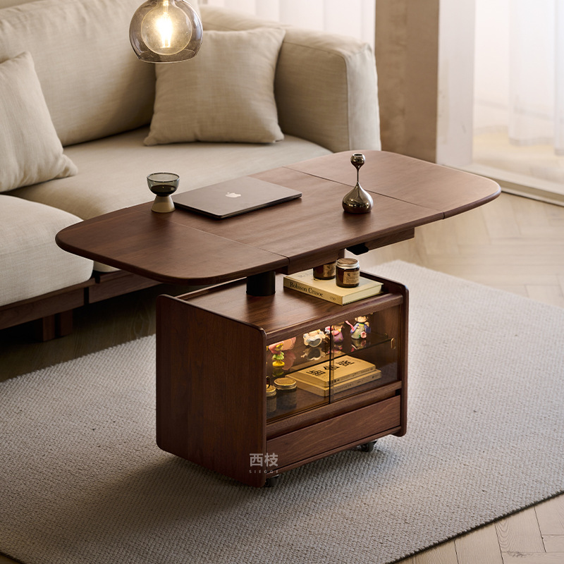 Nordic solid wood lifting tea table North American black walnut…