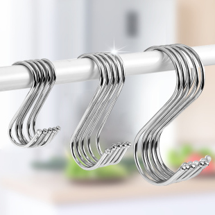 S hook stainless steel S-Type S hook S hook drying sausage meat curved hook curtain pullover metal kitchen large iron hook