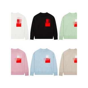 Solid Color Heart Letter Korean Jacquard Knit Long Sleeve Sweater Loose Casual Versatile Crew Neck Couple Top