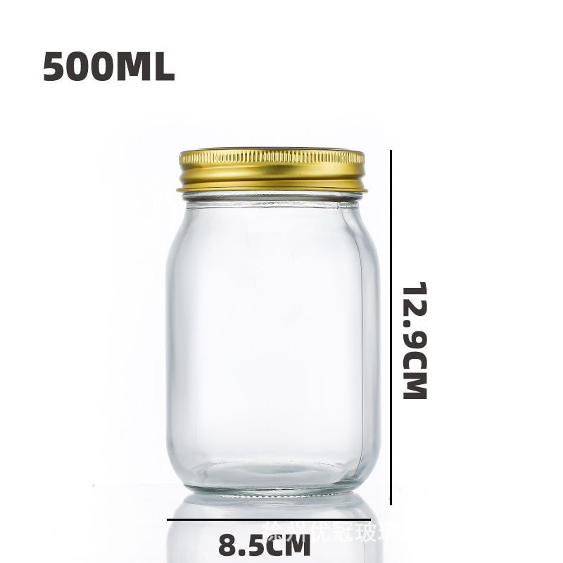 Tarro de albañil de vidrio transparente tarro sellado de la tarro de la ensalada de verduras nueces productos secos de embalaje de almacenamiento de vidrio al por mayor