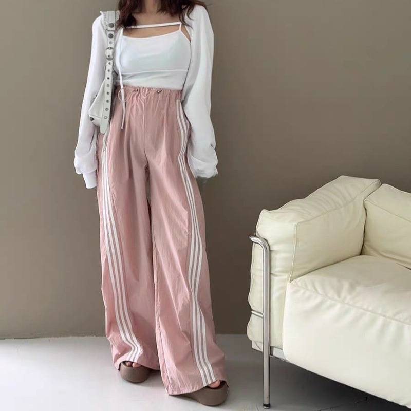 South Korea's Dongdaemun Women's Three-Stripe Drawstring Loose Casual Pants