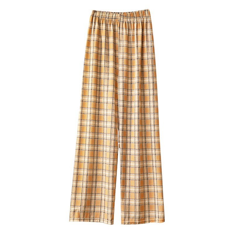 Plaid Pants for Women, Summer 2026 New Style, High-Waisted, Slimming, Straight-Leg, Narrow Wide-Leg Pants, Loose Drape, Floor-Length Casual Pants
