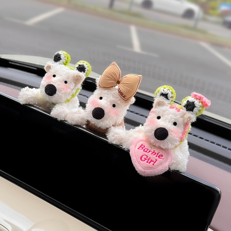 Decoración de coche de West Highland, accesorios de coche, pantalla de control central, muñeca de fiesta, pantalla de visualización de cachorro, linda decoración de pantalla