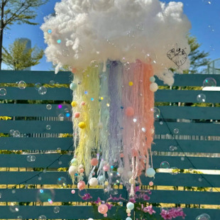 Ins Girly Heart Dreamy Rainbow Cloud Wind Chime Healing Gradient Color Handmade DIY Material Package Fairy Bedroom Hanging Decoration