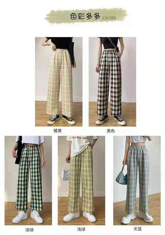 2022春夏新作チェック柄ワイドパンツ レディース 大きめサイズ 着痩せ効果のあるドレープ感のあるストレートレッグ ゆったりカジュアル ロング丈パンツ 快適|undefined