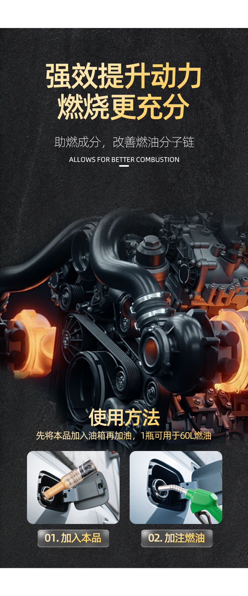 Car Fuel Additive Three-Way Catalytic Gasoline Power Enhancer Cleaning Agent Removes Carbon Deposits in the Fuel System and Cleans Exhaust Gases