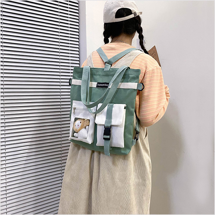 Factory wholesale 2021 new Korean-style canvas handbags, large-capacity multi-functional student cloth bags, four-use bags undefined