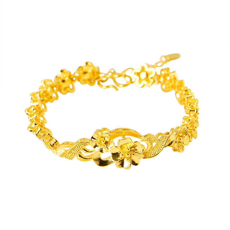 Nuevo Vietnam oro pulsera de flores de las mujeres joyería de oro de moda simple fábrica al por mayor pulsera de joyería para las mujeres