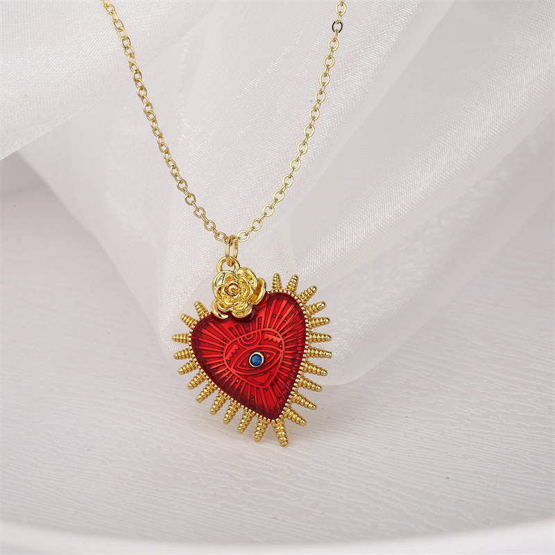 Simple Style Heart Shape Copper Zircon Pendant Necklace In Bulk display picture 8