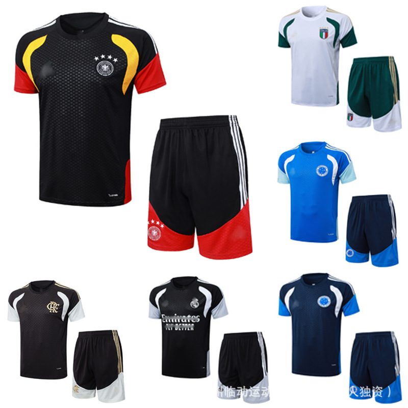 2627 New Short-Sleeved Football Training Uniform World Cup Argentina Italy Hm Germany Same Style Quick-Drying Training Uniform