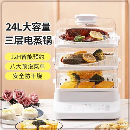 Factory-Approved Modern Electric Steamer Household All-in-One Multifunctional Electric Steamer Electric Steamer with Large Capacity Timer Electric Steamer Basket