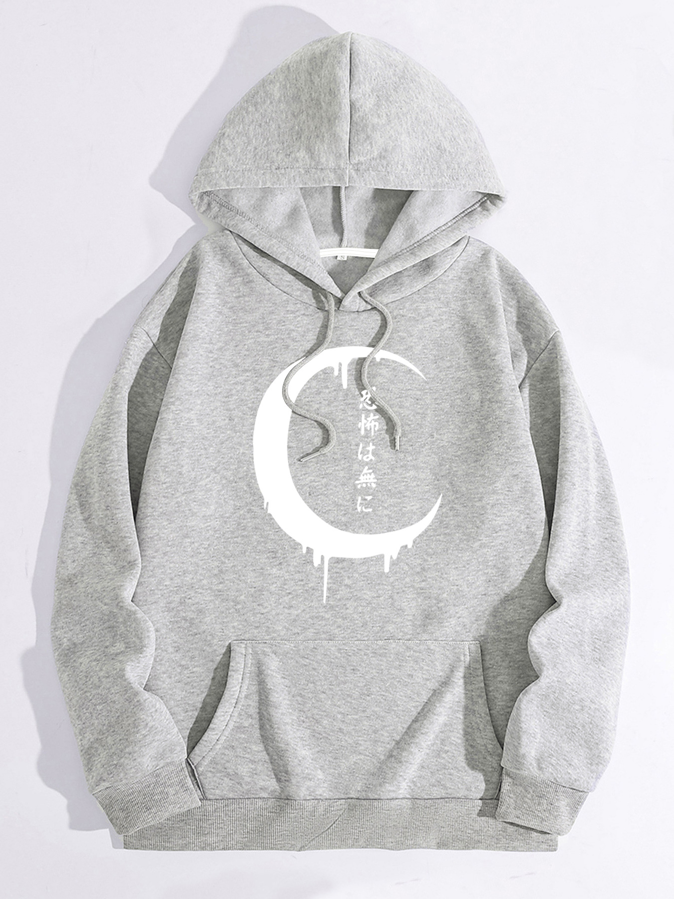 2023 transfronterizo de otoño e invierno de estilo gótico de las mujeres con capucha de manga larga con estampado de Luna japonesa con capucha suéter forrado de lana