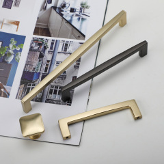 Modern Minimalist Luxury Black Cabinet Handles Gold Extended Door and Drawer Pulls