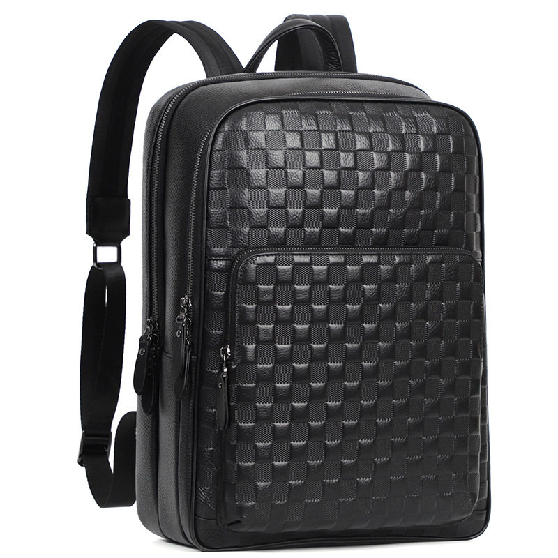Ba lô nam da bò thật dung tích lớn 15.6 inch đựng laptop, túi du lịch 30×17×41 cm — Màu đen 1, Màu đen 2