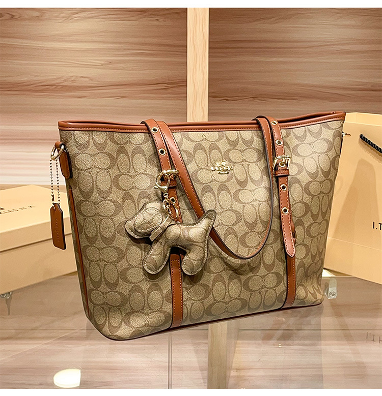 Túi tote da thật nữ đáy rộng phong cách Hồng Kông — nâu chi tiết 9