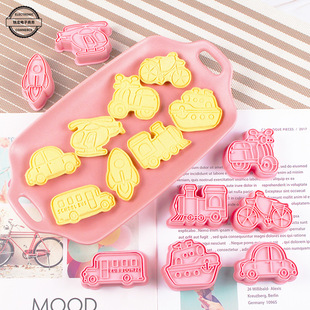 Vehicle Biscuit Mold 3d Stereo Frosting Sugar Flip Plastic Cookie Press Baking Steamed Bread Bicycle Mold