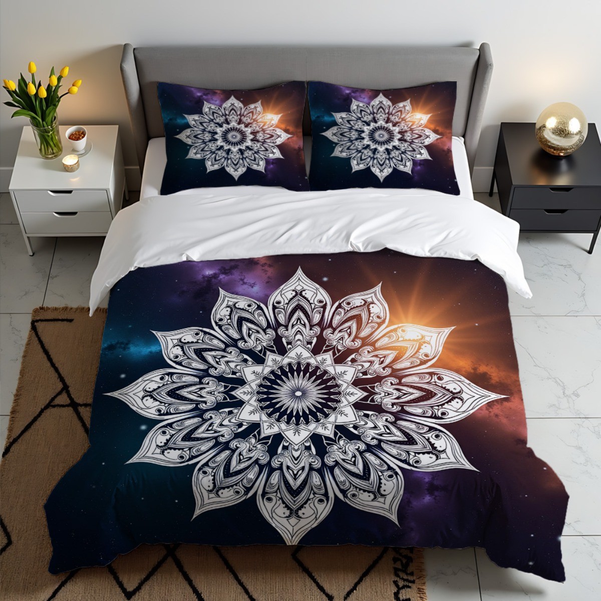 Fábrica de origen textil doméstico Mandala kit de edredón de impresión digital suave soporte transpirable TEMU / JIT