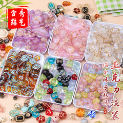 亚克力混装描金珠子散珠 复古直孔散珠串珠diy手机链手链项链配件
