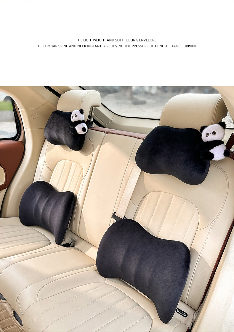 Blue Rain Stuffed Car Headrest and Lumbar Support Cartoon DIY Doll Car Memory Foam Neck Pillow Plaid Car Cushion