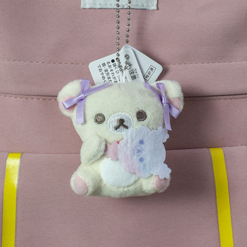 日系リラックマ20周年デパート店長ストラップ人形かわいい熊ミニぬいぐるみリュックサック飾り