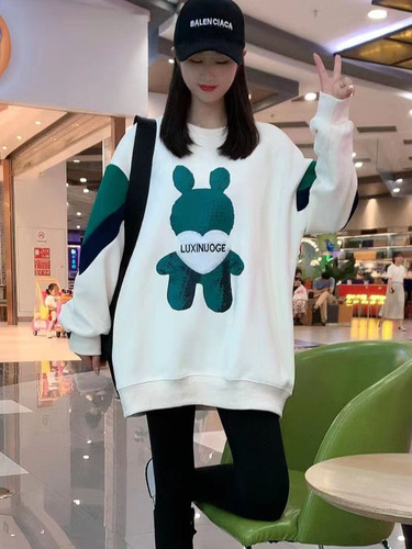 Women's Loose and Slouchy Round Neck Sweatshirt, Spring and Autumn Long Sleeve Hooded Top Outerwear, Youthful Style