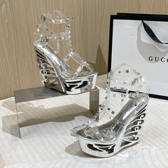 1076-18 European and American AliExpress 15CM Irregular Water Diamond High Heel Waterproof Platform Stilettos