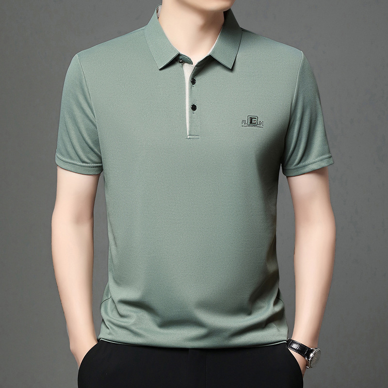 Men's Short-Sleeved T-Shirt Summer Shirt with Cotton, Thin Style, Men's Solid Color Polo Shirt, Quick-Drying, Ice Silk, No Ironing Required Men's Short-Sleeved T-Shirt Summer Shirt with Cotton, Thin Style, Men's Solid Color Polo Shirt, Quick-Drying, Ice Silk, No Ironing Required