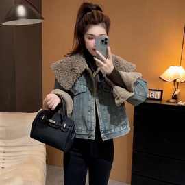 牛仔加绒加厚外套女冬季2024新款今年流行小个子女士短款百搭