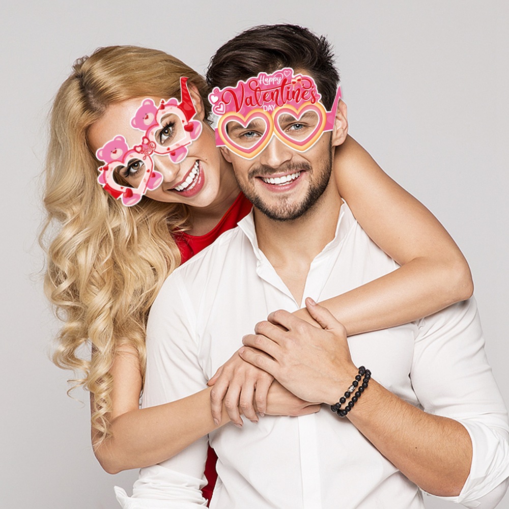 Nueva decoración de fiesta de San Valentín gafas de papel propuesta de boda atmósfera decoración extraña gafas accesorios de fotografía