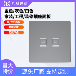 Wholesale Double Port Information Socket Panel Gray Gold White Network Panel Two Holes 86 Type Frameless Bottom Box Switch