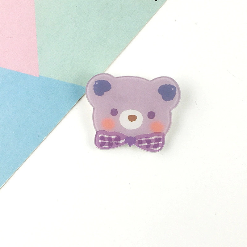 Acrylic Badge Pin Cute Bear Brooch, 3 cm Charming Cartoon Design, lightweight 0.003 kg