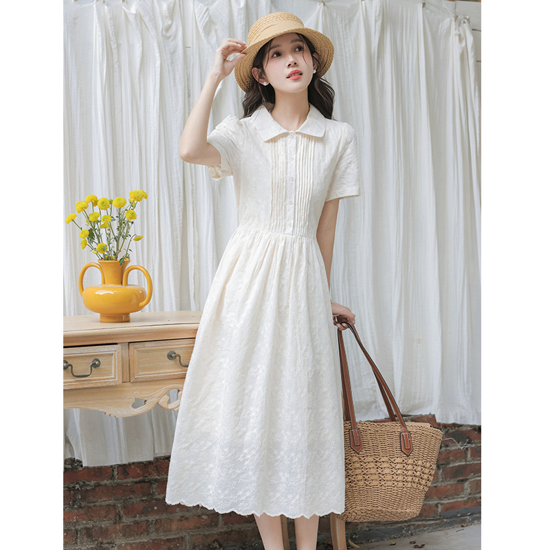 Women's Clothing 2026 Summer Thirteen Lines Literary Retro Gentle Temperament Waist-Cinching Dress French-Style Skirt Commuter Long Dress